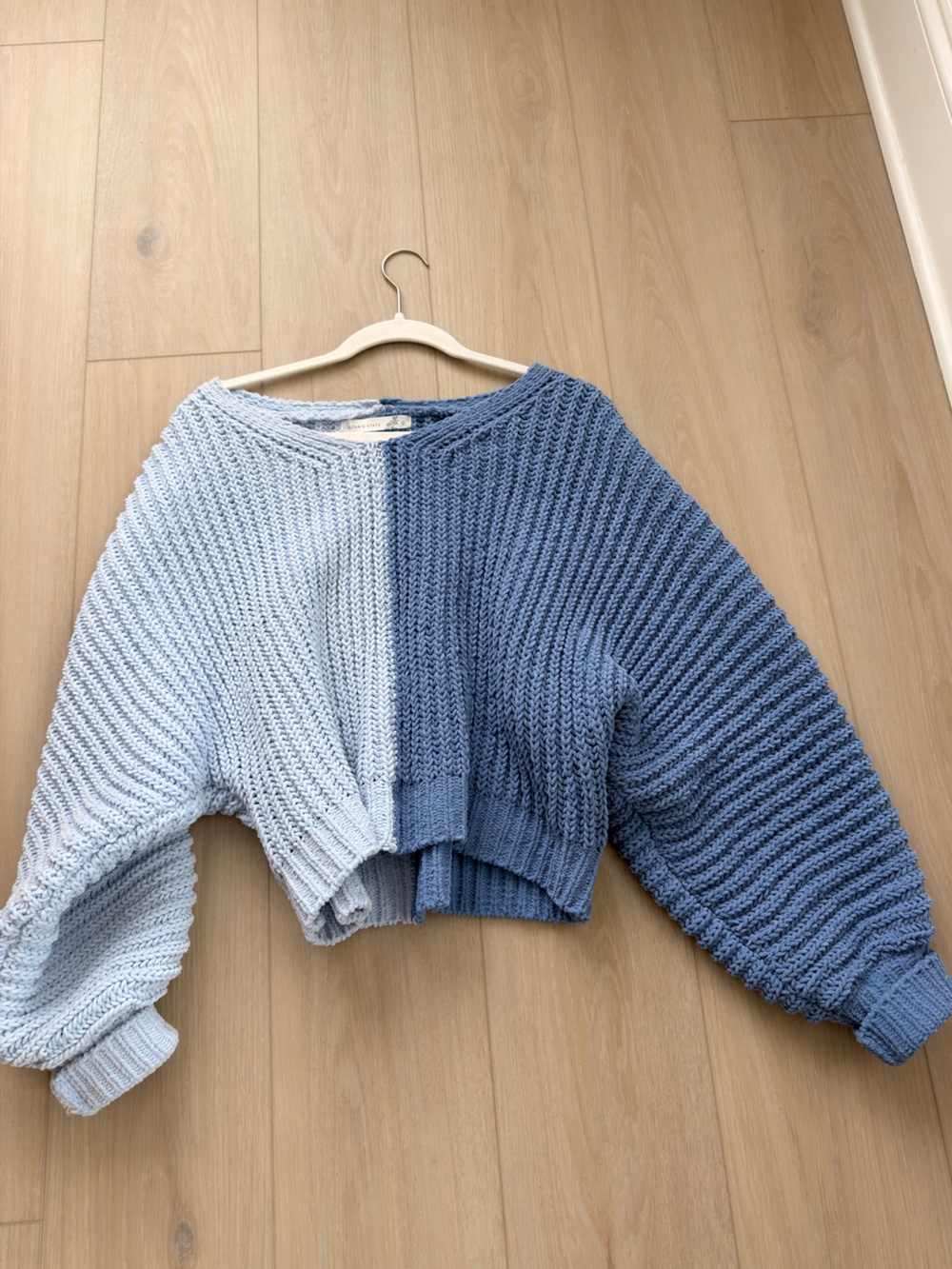 Altar'd State Two-Tone Blue Chunky Knit Sweater